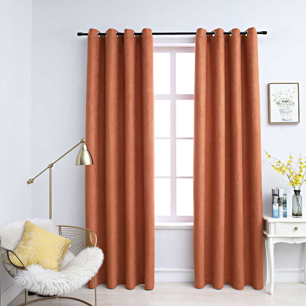 VidaXL curtains darkening with rings 2 st 140x225 cm rust color