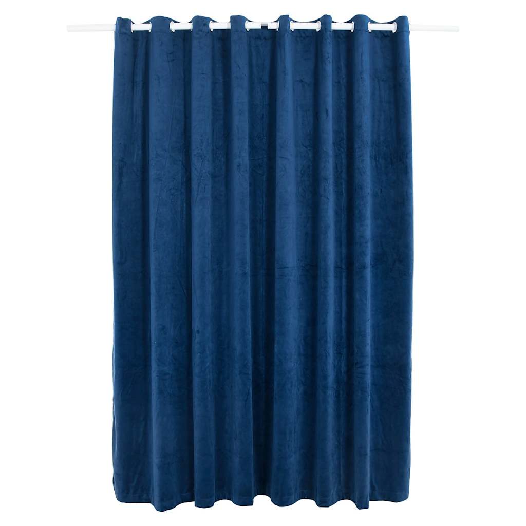 Vidaxl zavesa prekleta z obroči 290x245 cm žametno modra