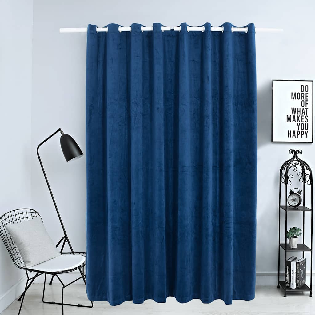 Vidaxl zavesa prekleta z obroči 290x245 cm žametno modra