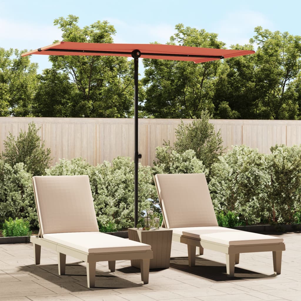 Vidaxl Parasol con polo in alluminio 180x110 cm in terracotta.