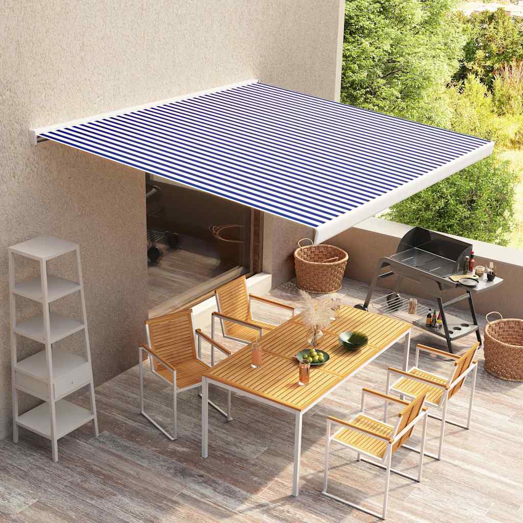 Vidaxl Laifeldoek 400x300 cm lærred blå og hvid