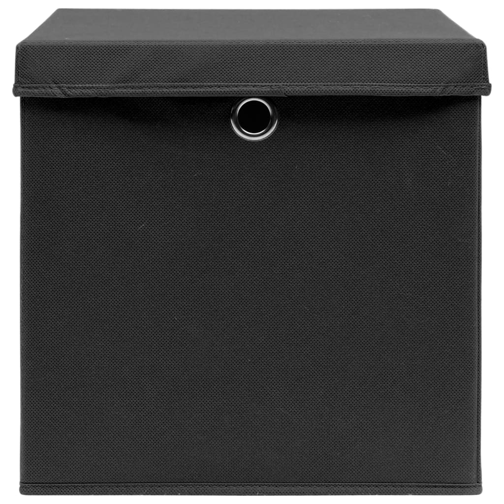 Úložné boxy Vidaxl s víkem 4 ks 32x32x32 cm textilie černá