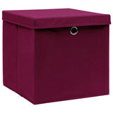 Vidaxl storage boxes with lid 4 pcs 32x32x32 cm Fabric Dark red