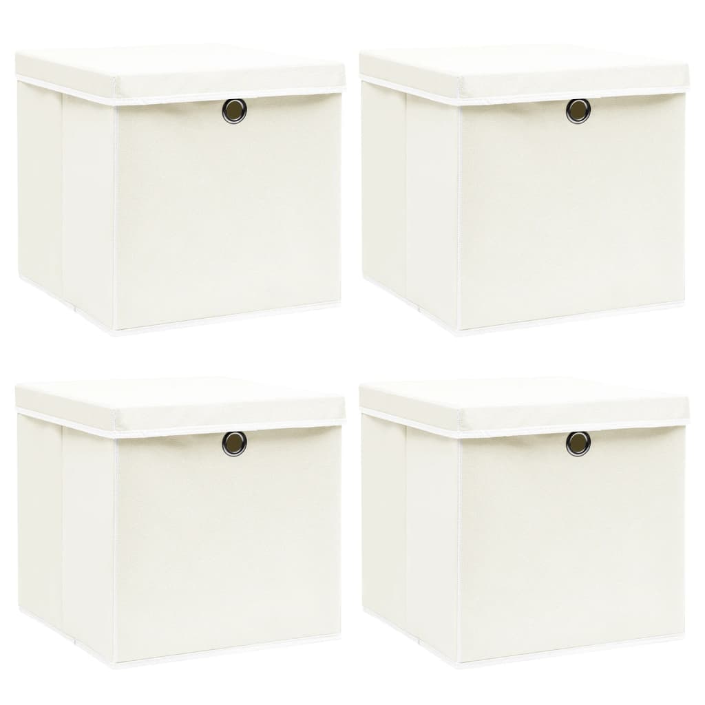 Vidaxl Storage boxes with lid 4 pcs 32x32x32 cm Fabric white