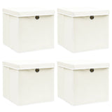 Vidaxl Storage boxes with lid 4 pcs 32x32x32 cm Fabric white