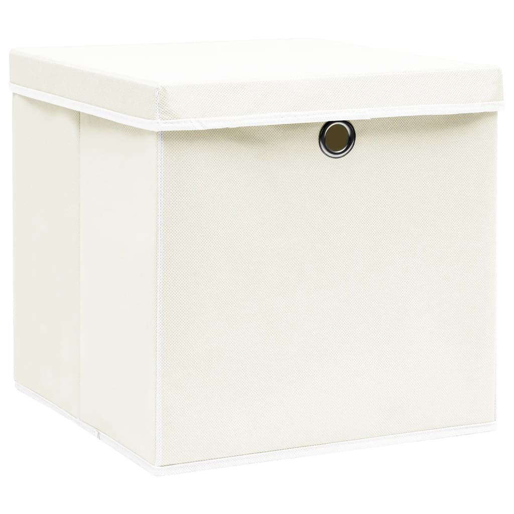 Vidaxl Storage boxes with lid 4 pcs 32x32x32 cm Fabric white