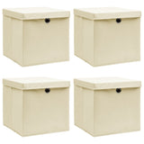 Úložné boxy Vidaxl s víkem 4 ks 32x32x32 cm Fabric Cream -Colored