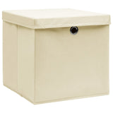 Úložné boxy Vidaxl s víkem 4 ks 32x32x32 cm Fabric Cream -Colored