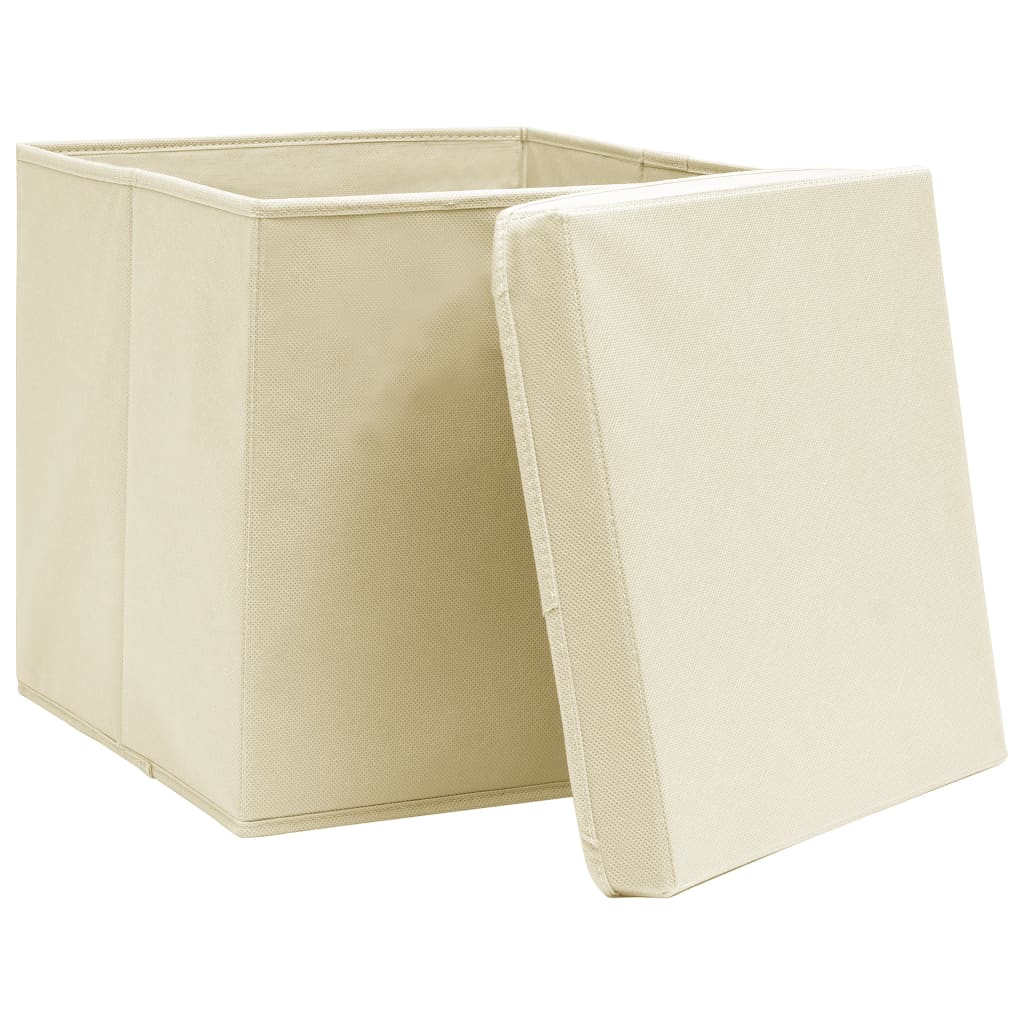 Úložné boxy Vidaxl s víkem 4 ks 32x32x32 cm Fabric Cream -Colored
