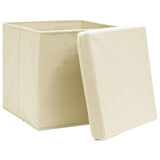 Úložné boxy Vidaxl s víkem 4 ks 32x32x32 cm Fabric Cream -Colored