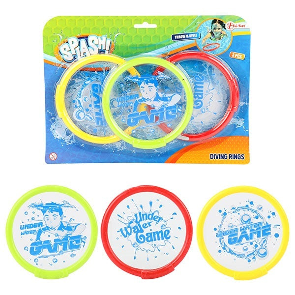 Splash potápěčské kroužky 13 cm zelená žlutá červená 3-kus
