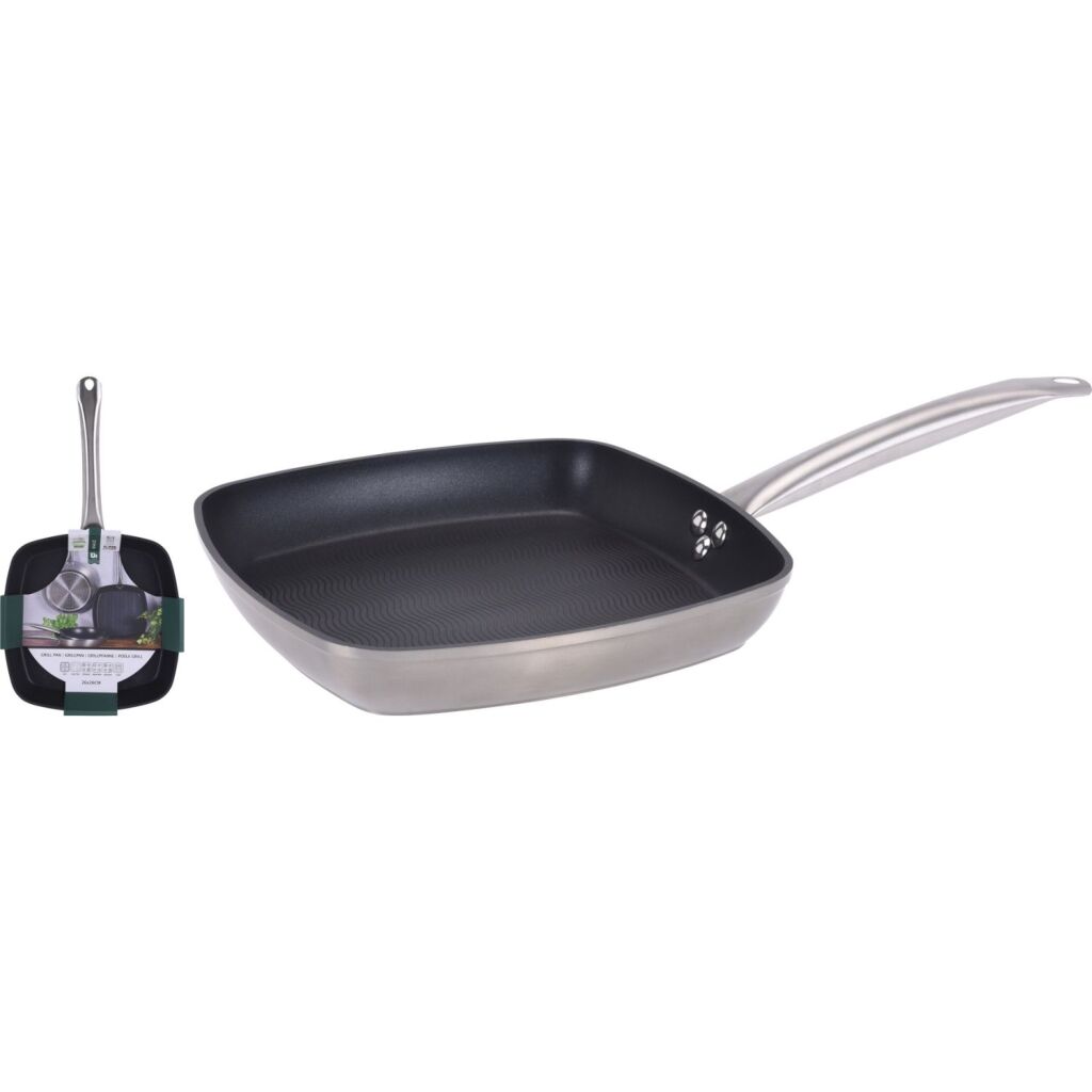 Doskonałe patelni z grillem 26 cm srebrne