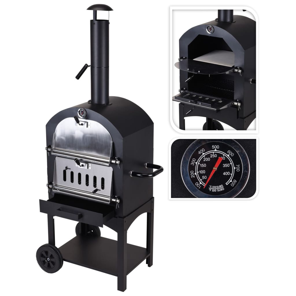 Progarden 2-In-1 Barbecue Pizza Oven 68 x 48 x 156 cm Edelstol Schwanz