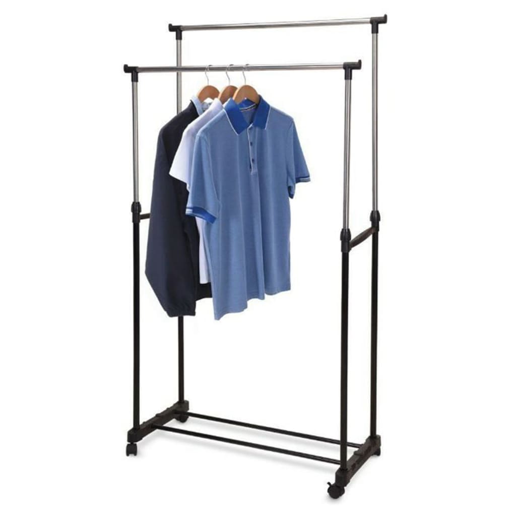Storage Solutions clothing rack with wheels double 80x42x (90-160) cm