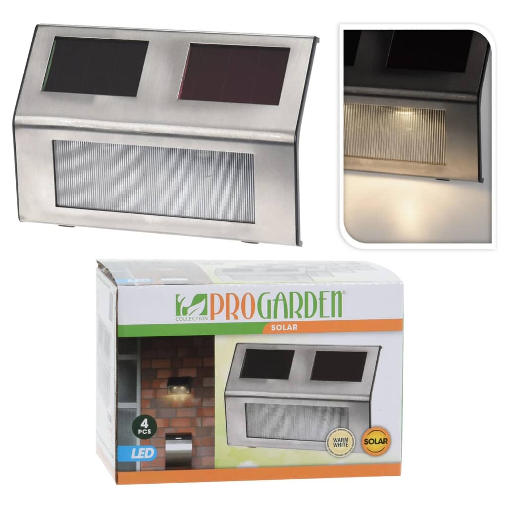 Progarden Progarden de 4 partes de lámpara de jardín LED acero inoxidable