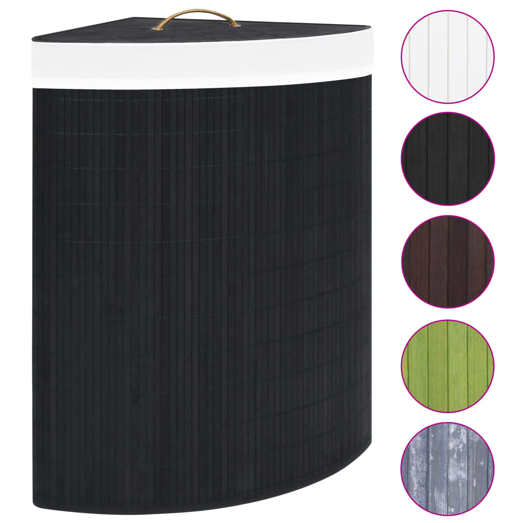 Vidaxl Hoekwasmand 60 L Bamboo Black