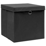 Úložné boxy Vidaxl s víkem 4 ks 28x28x28 cm černé
