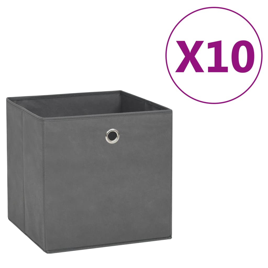 Úložné boxy Vidaxl 10 ks 28x28x28 cm Netkaná látka šedá