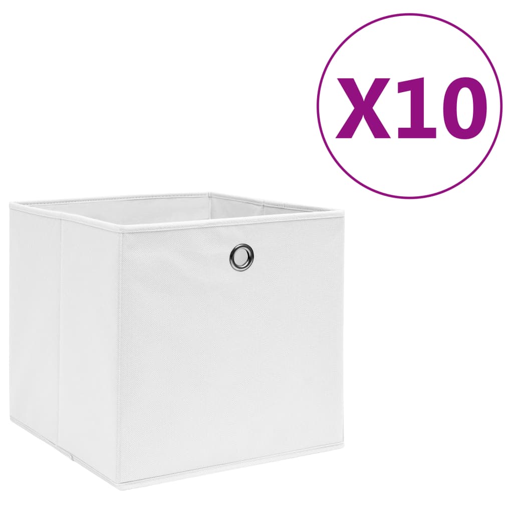 Úložné boxy Vidaxl 10 ks 28x28x28 cm Netkaná látka bílá