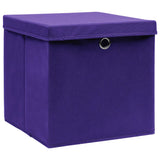 Úložné boxy Vidaxl s víkem 4 ks 28x28x28 cm fialová