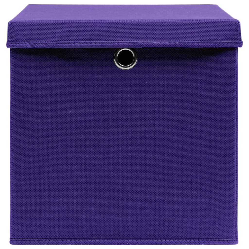 Úložné boxy Vidaxl s víkem 4 ks 28x28x28 cm fialová