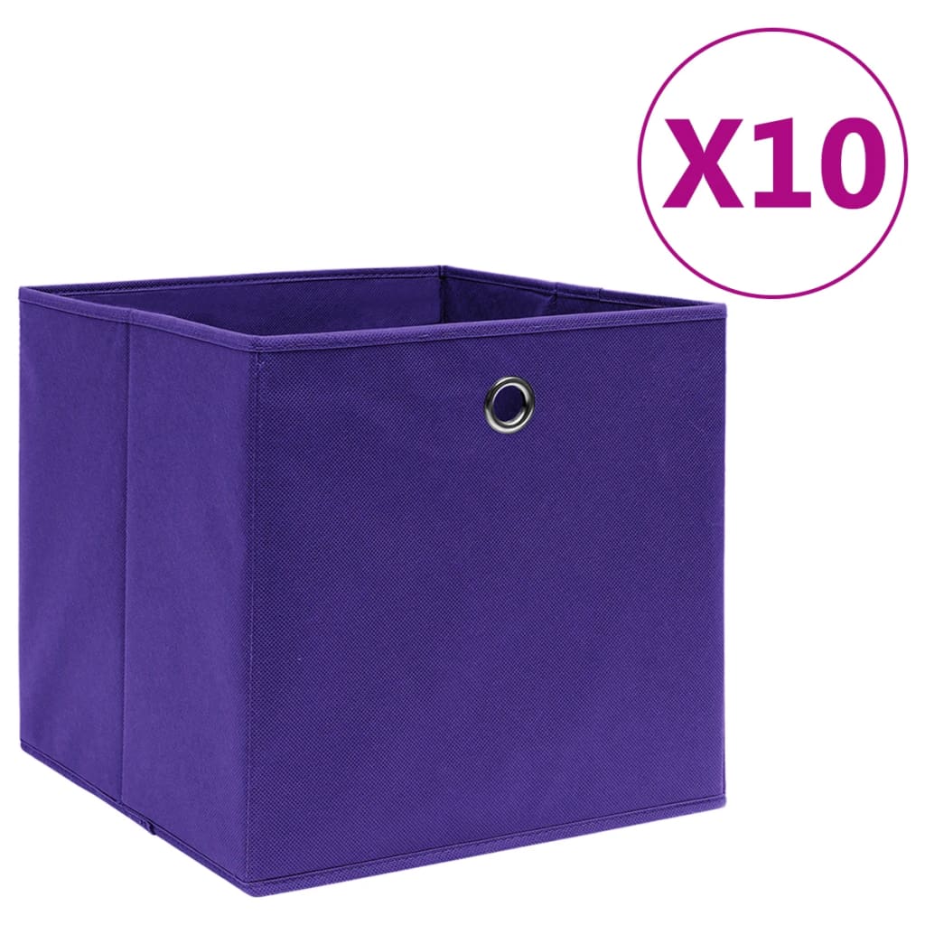 Úložné boxy Vidaxl 10 ks 28x28x28 cm Netkaná látka fialová