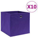 Úložné boxy Vidaxl 10 ks 28x28x28 cm Netkaná látka fialová