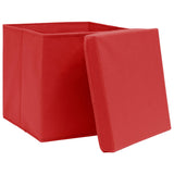 Úložné boxy Vidaxl s víkem 4 ks 28x28x28 cm červená