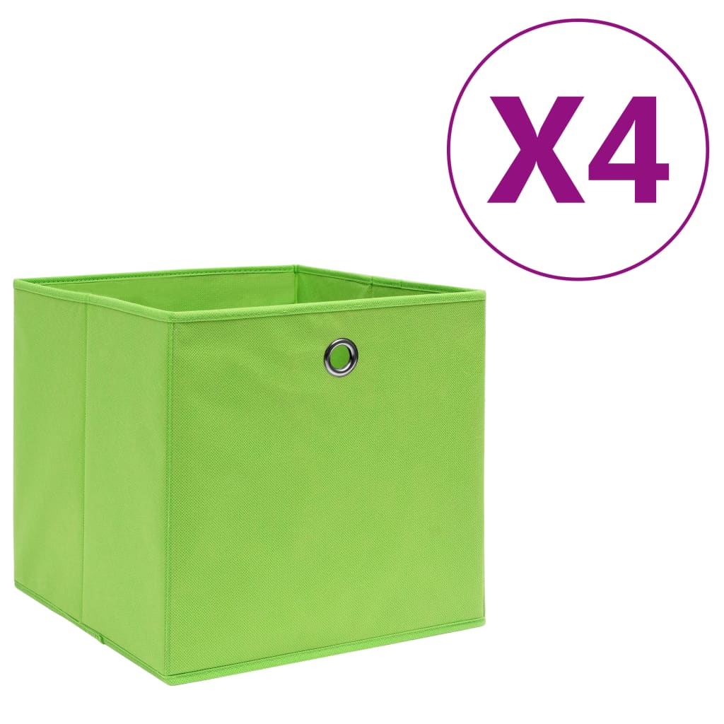 VIDAXL -Speicherboxen 4 PCs 28x28x28 cm Nicht gewohntes Gewebe Grün grün