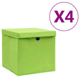 Úložné boxy Vidaxl s víkem 4 ks 28x28x28 cm zelená