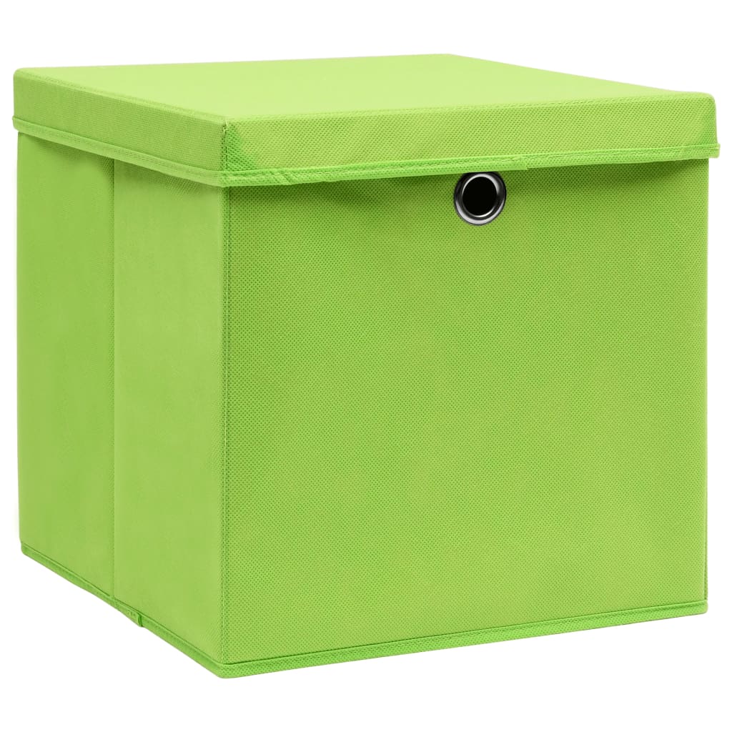 Úložné boxy Vidaxl s víkem 4 ks 28x28x28 cm zelená