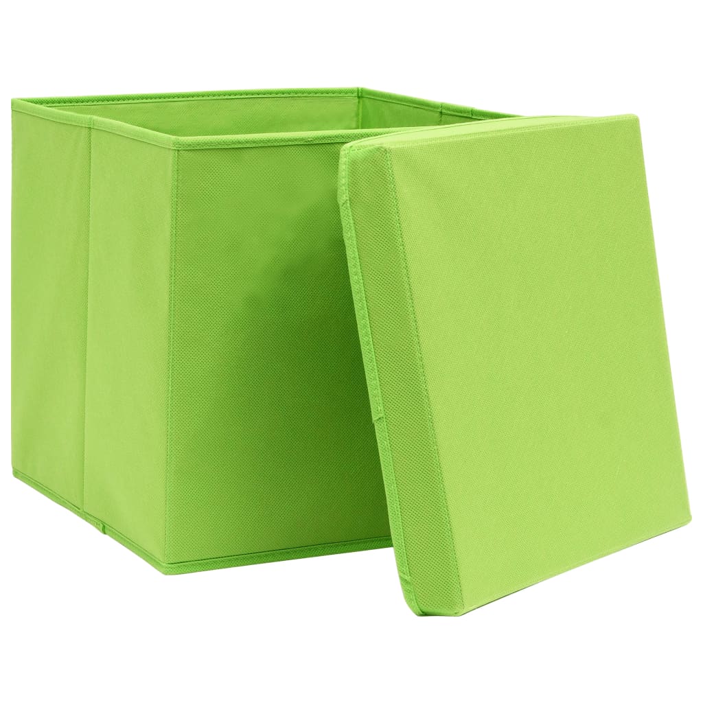 Úložné boxy Vidaxl s víkem 4 ks 28x28x28 cm zelená