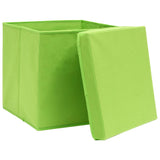 Úložné boxy Vidaxl s víkem 4 ks 28x28x28 cm zelená