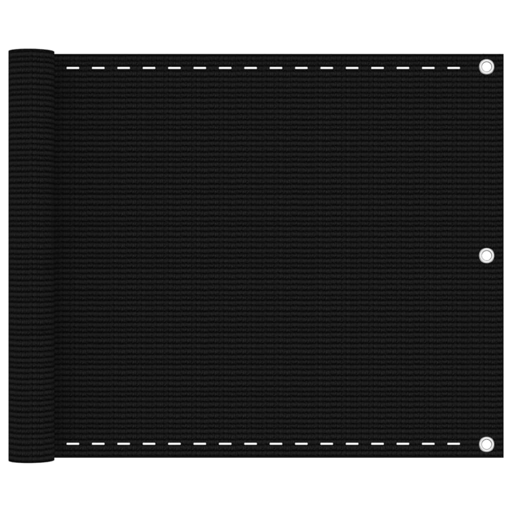 Vidaxl balkonskærm 75x600 cm HDPE sort