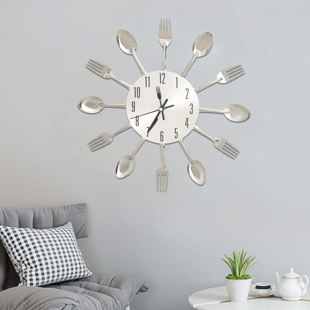 Vidaxl Wall Clock cucchiaio e piega in alluminio da 31 cm colorato in alluminio