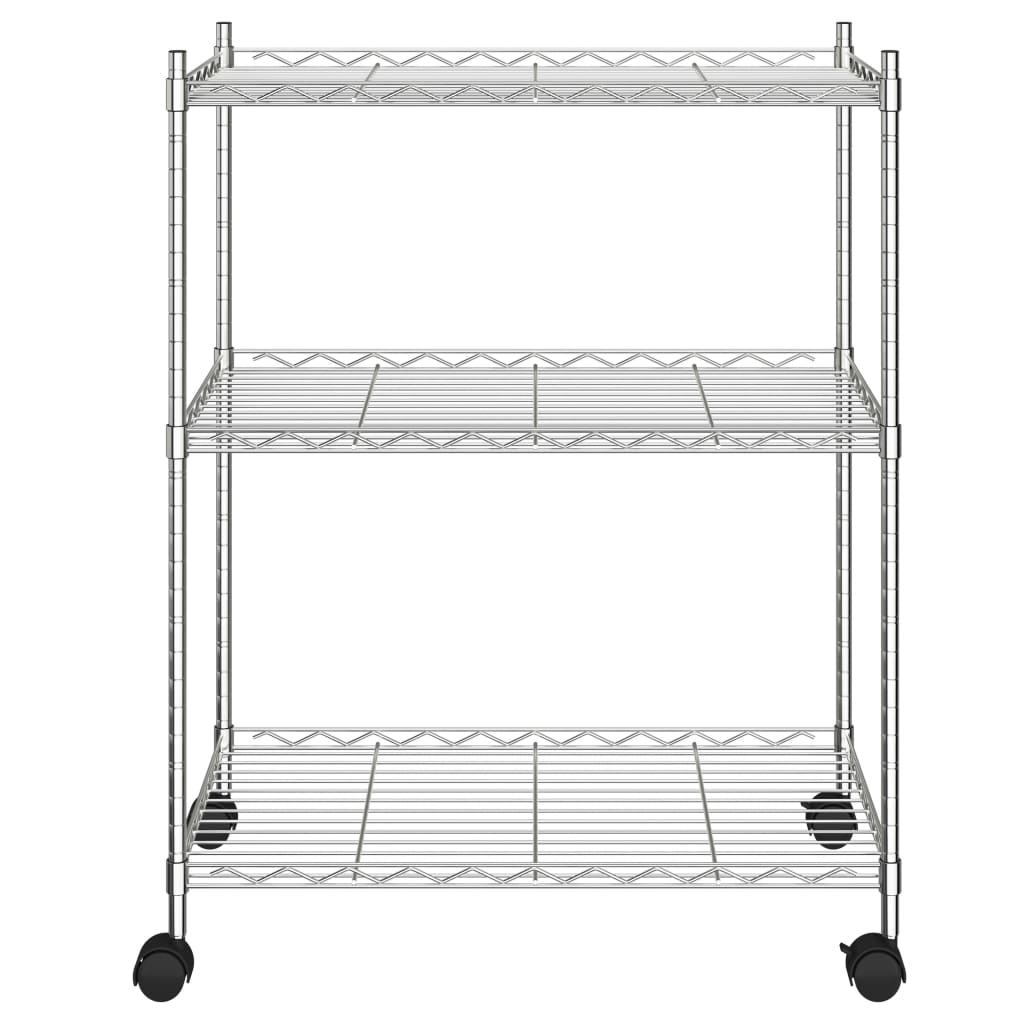 Vidaxl storage rack with wheels 3-layer 150 kg 60x35x81 cm chrome-colored