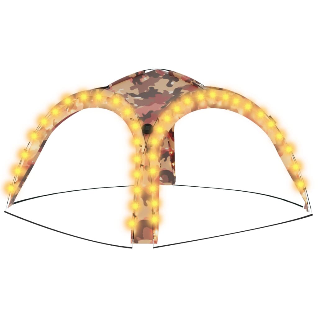 Vidaxl Party tent with LED and 4 side walls 3.6x3.6x2.3 m camouflage