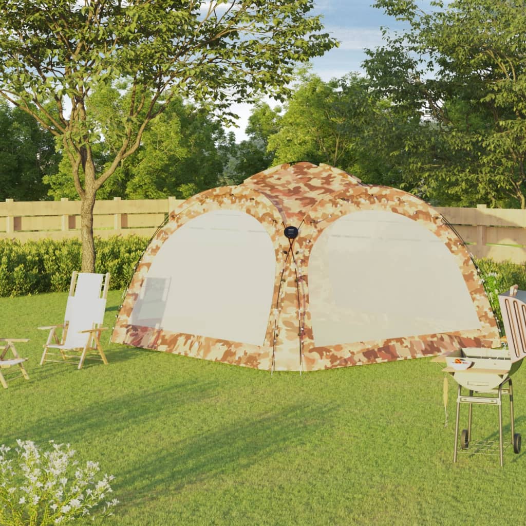 Vidaxl Party tent with LED and 4 side walls 3.6x3.6x2.3 m camouflage