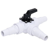 Vidaxl ball valve for swimming pool 3-way white and black