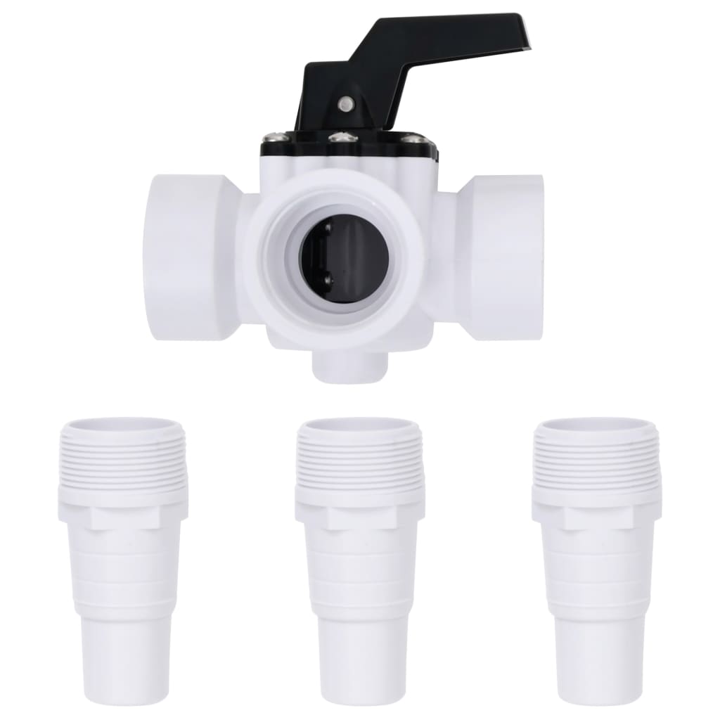 Vidaxl ball valve for swimming pool 3-way white and black