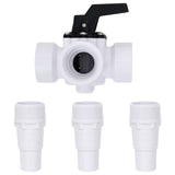 Vidaxl ball valve for swimming pool 3-way white and black