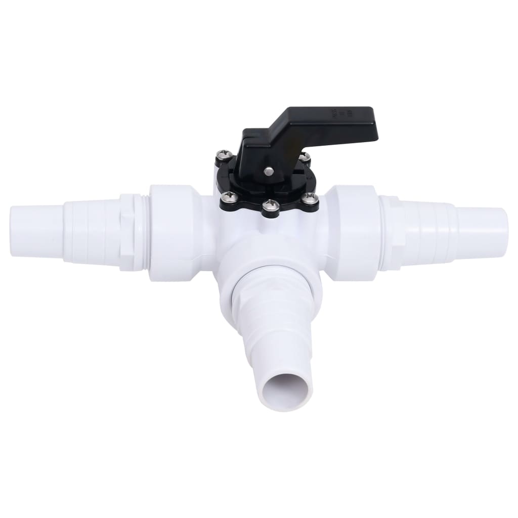 Vidaxl ball valve for swimming pool 3-way white and black
