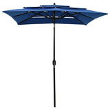 Vidaxl Parasol 3-vrstva s hliníkovým pólem 2x2 m azurová modrá