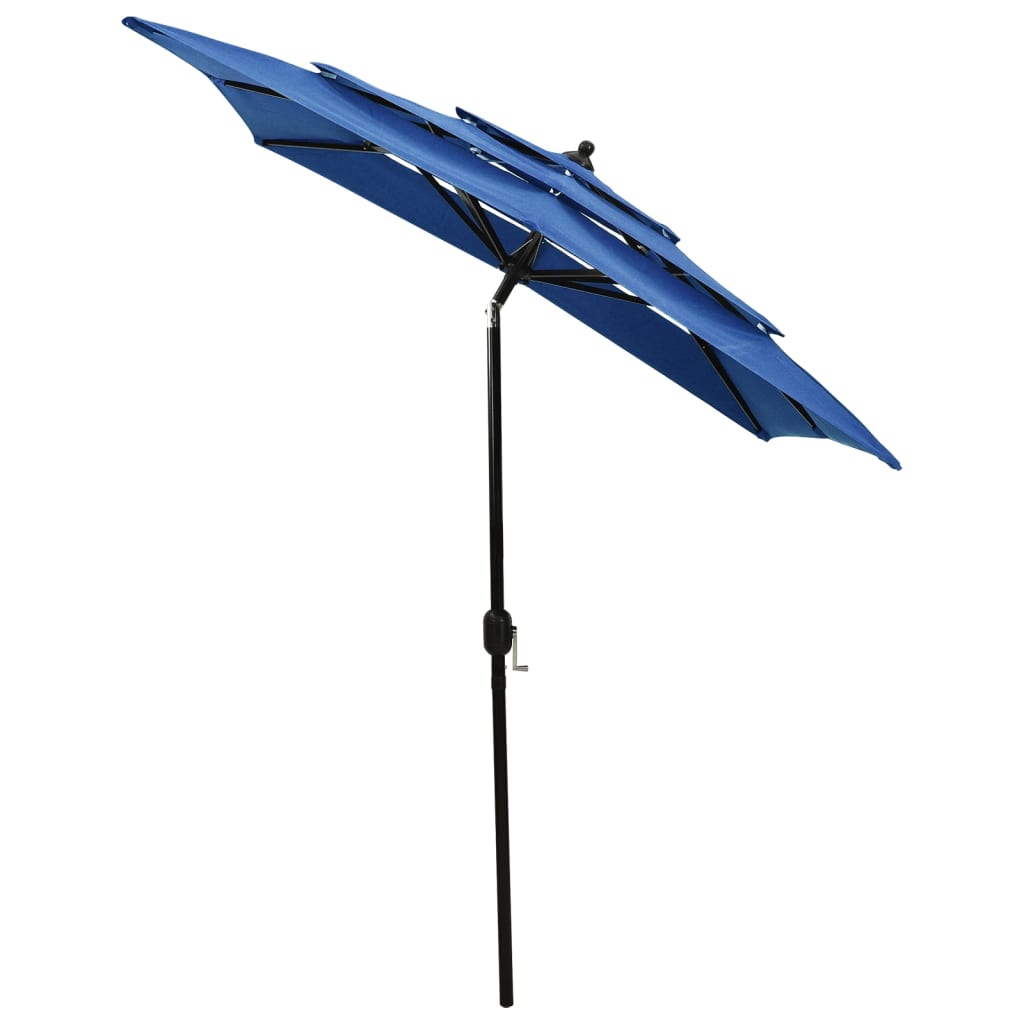 Vidaxl Parasol 3-vrstva s hliníkovým pólem 2x2 m azurová modrá