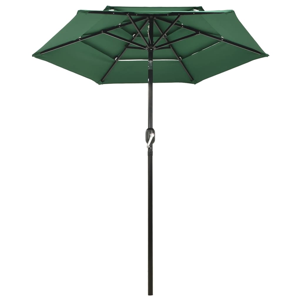 Vidaxl Parasol 3-vrstva s hliníkovým pólem 2 m zelená