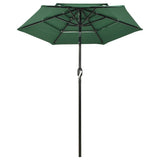 Vidaxl Parasol 3-vrstva s hliníkovým pólem 2 m zelená