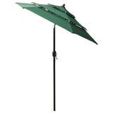 Vidaxl Parasol 3-vrstva s hliníkovým pólem 2 m zelená