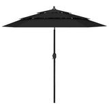 Vidaxl Parasol 3-vrstva s hliníkovým pólem 2,5 m černá