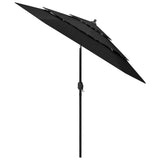 Vidaxl Parasol 3-vrstva s hliníkovým pólem 2,5 m černá