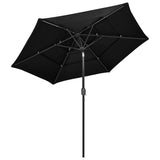 Vidaxl Parasol 3-vrstva s hliníkovým pólem 2,5 m černá